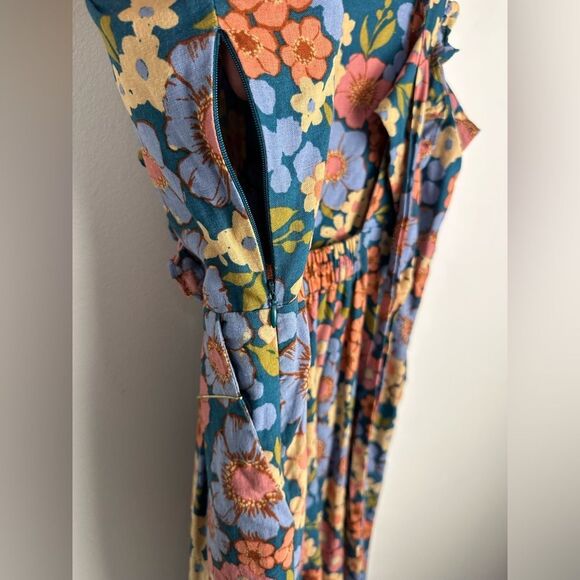 Princess Highway Linen Blend Wide Leg Ella Flora Jumpsuit Women’s Sz 12 cottage - Picture 6 of 10